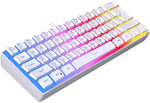 DGG Teclado para juegos 60% con cable, teclas de pudín con capa translúcida, teclado pequeño ultracompacto retroiluminado RGB, resistente al agua,