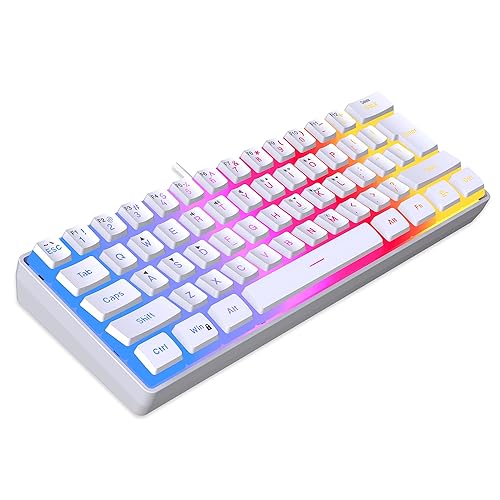 DGG K60 61 Keys RGB Backlit 60% Wired Gaming Keyboard, Ergonomic Waterproof Mini Compact 60 Percent Mechanical Feeling Keyboard, for PC Mac PS4 Xbox Gamer, Typist, Travel
