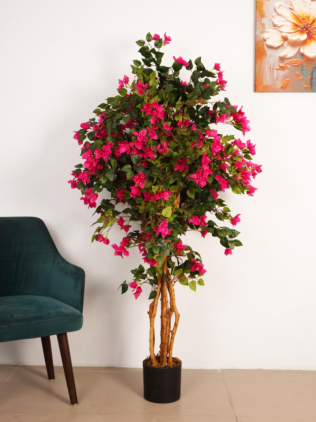 ARICK DECOR 6.2Ft Artificial Sakura Cherry Blossom Tree in Pot, 6.2ft Realistic Faux Lush Pink Silk Flower Plant, Peacock Shaped Large Floor Decor for Home, Office & Balcony-image-20