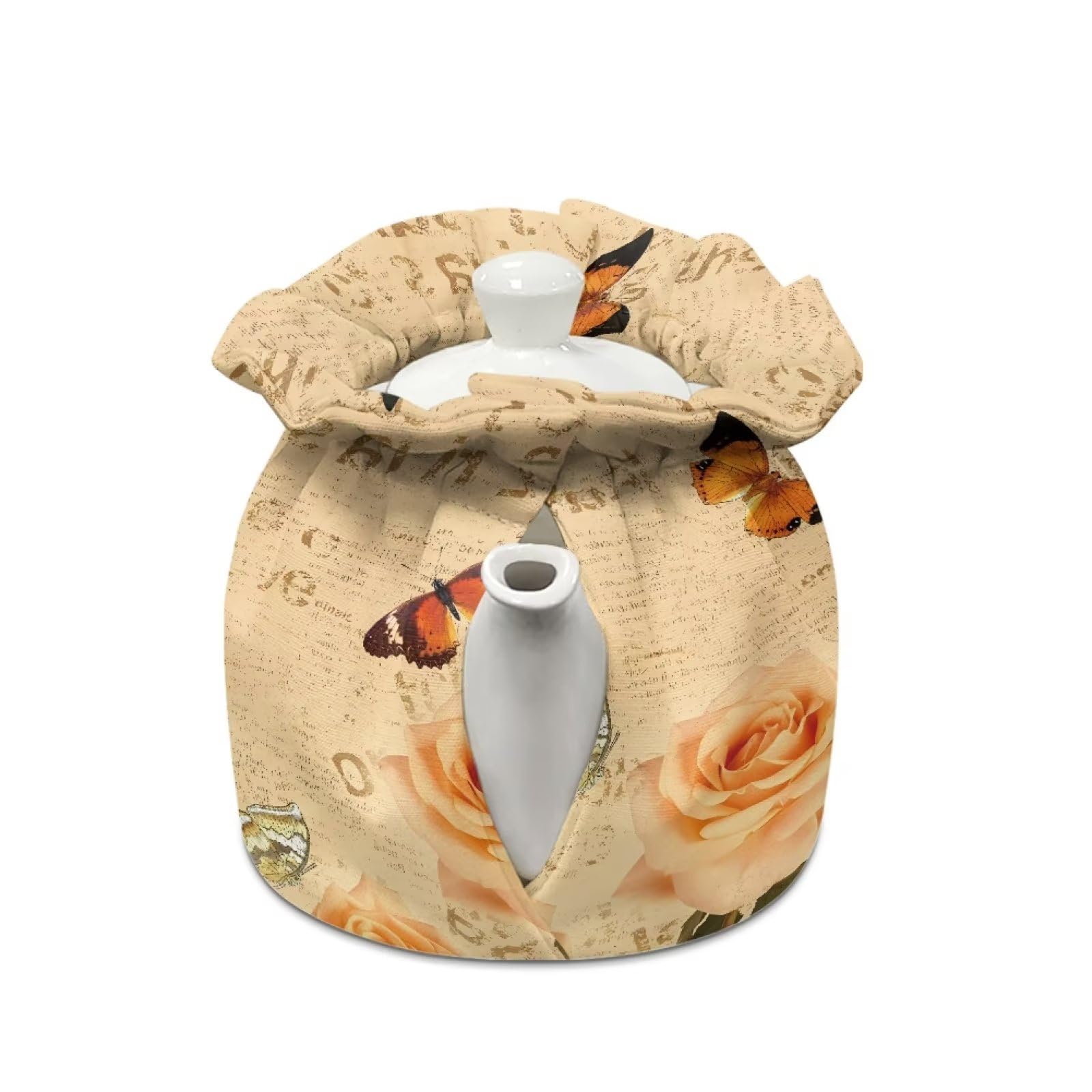 XYZCANDO Tea Kettle Covers Durable Insulated Teapot Covers Dustproof Thick Tea Cozy Heat Preservation Vintage Breakfast Warmer Rose&Butterfly Pattern Home Party Accessory