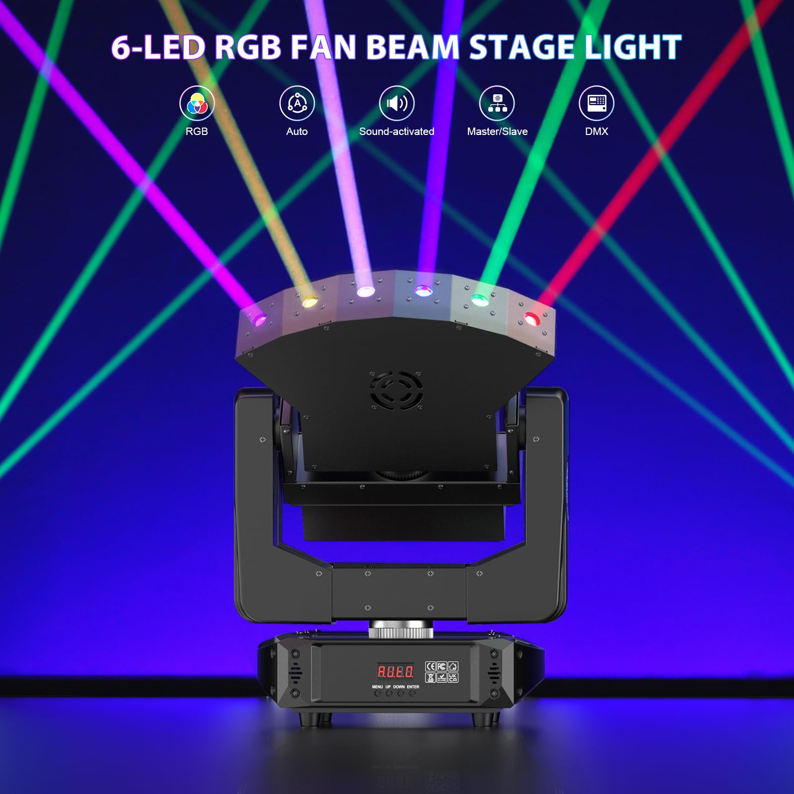 4 szt. 6 diod LED RGB Beam Moving Head, 3-osiowy wentylator światło sceniczne DMX512 15CH/27CH oświetlenie imprezowe na wesela, imprezy, do teatru DJ