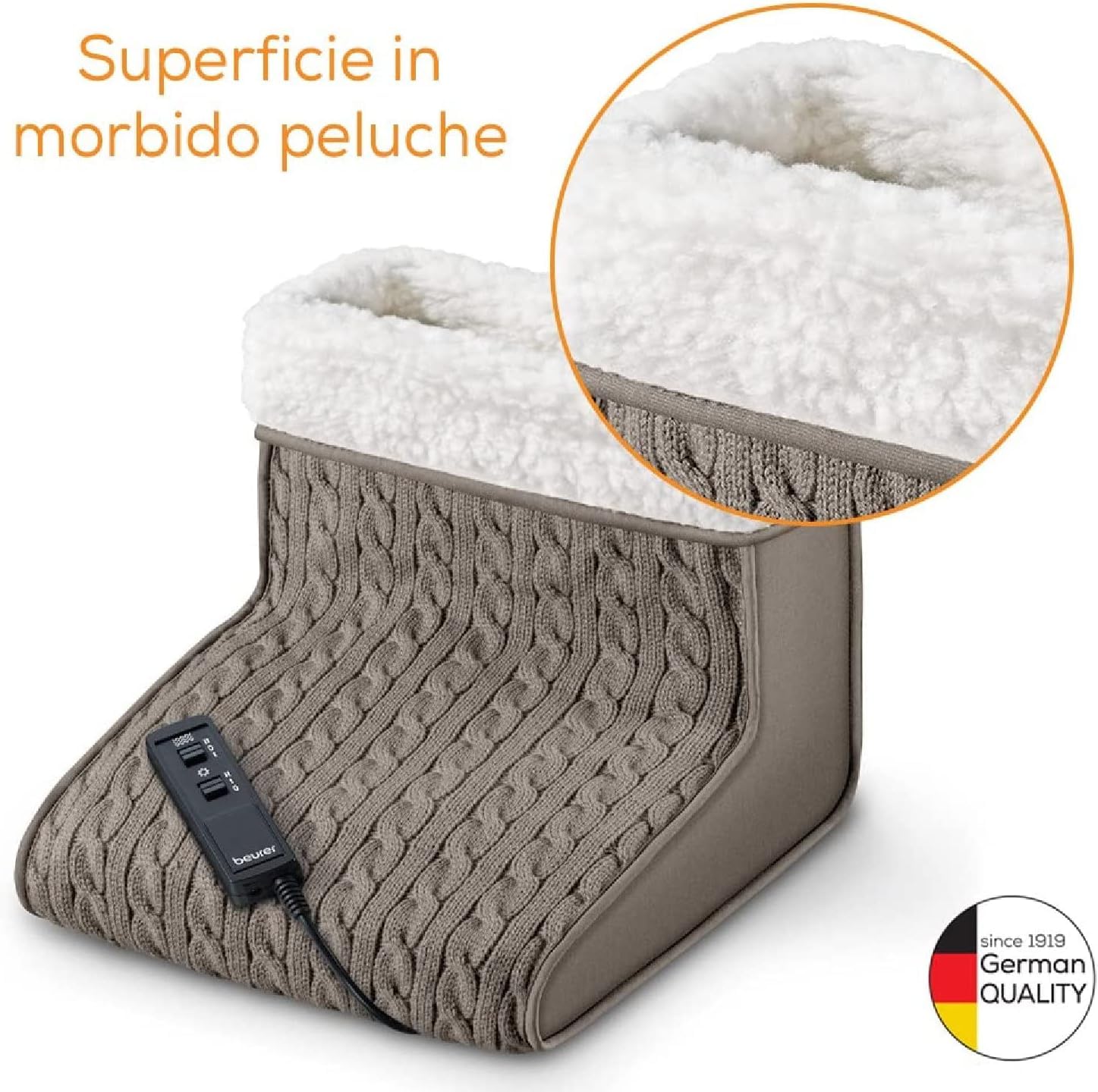 Beurer Scaldapiedi elettrico FWM 45 con Funzione Massaggiante e Riscaldante Attivabili Separatamente, Morbida Fodera in Peluche Estraibile e Lavabile, 2 Livelli di Intensità, Dimensioni 32x26 cm