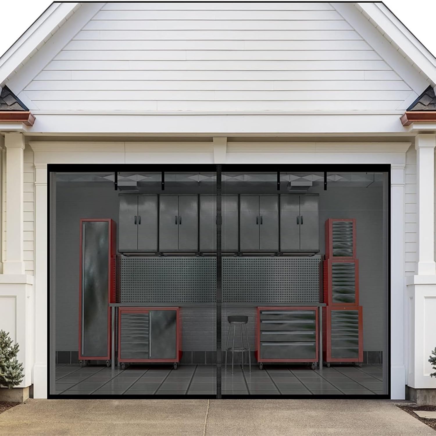 ガレージ磁気網戸メッシュ 取り付けが簡単 高耐久 ハンズフリーエントリー 磁気閉鎖ドアネット フロントドア ガレージ 両開きドア 大