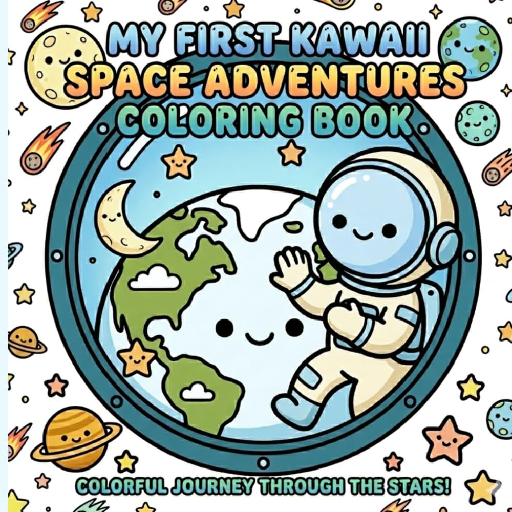 My First Kawaii Space Adventures Coloring Book: Fun Space Adventure Coloring Pages with Kawaii Astronauts, Rockets, Planets & Aliens