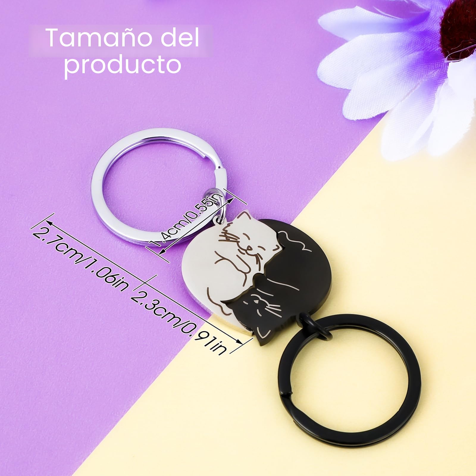 Ouligay 2pcs pareja llavero gato regalo pareja regalos para parejas novio novia san valentin hombre regalo mejor amiga amigas cumpleaños mujer cumpleanos cat keychain gifts for men women