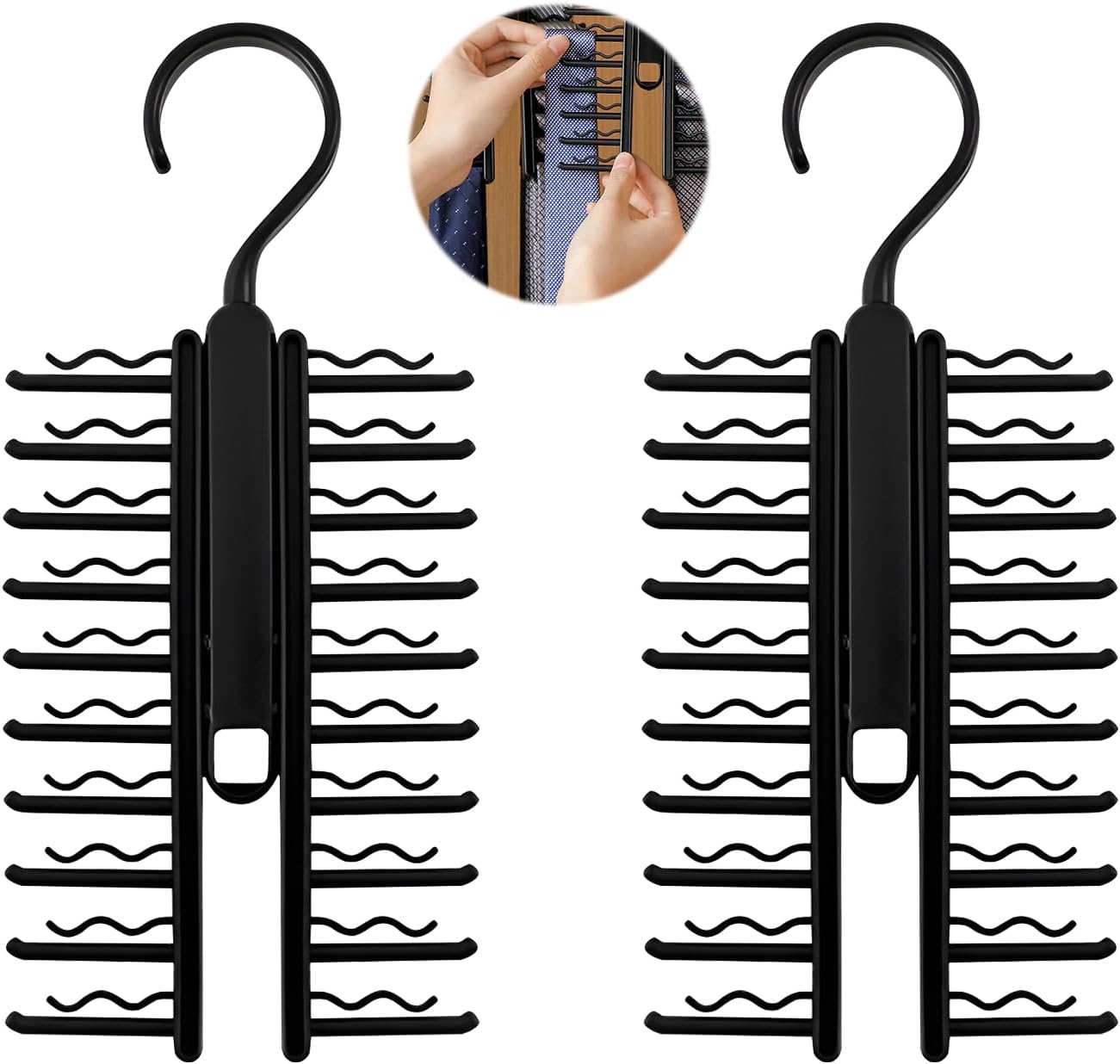 Organizer Portasciarpe Con 8 Anelli | Per Cravatte, Cinture E Accessori | Argento - Foto 2