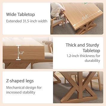 Modern Wooden Dining Table Set with Chairs, Solid Wood Dining Room Table Set for 4 or 6, Kitchen Table and Chairs Set for Dining Room or Home, Rectang Walnut 55.1-inch long dining table + 6 armchairs