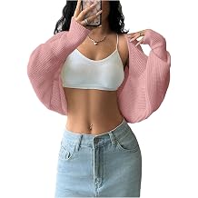 Milumia Womens Crochet Bolero Shrug Top Y2k Long Sleeve Drop Shoulder Crop Cardigan
