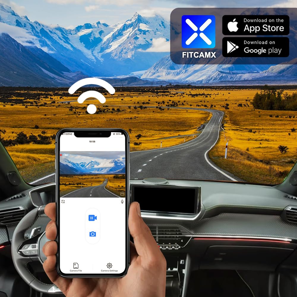 FITCAMX DashCam Adecuada para Peugeot 2008 e-2008 2019-2025 2nd Gen (HD2-9316), OEM Cámara de Coche 4K 2160P UHD Video WiFi, Sensor G, Grabación en Bucle, WDR, Play & Plug, Tarjeta de 64 GB
