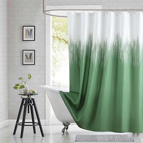 Miniatura 13 de Cortina de ducha de tela para cabina, cortinas de ducha con degradado negro y gris para baño, cortinas de baño impermeables, 54" An x 72" Al