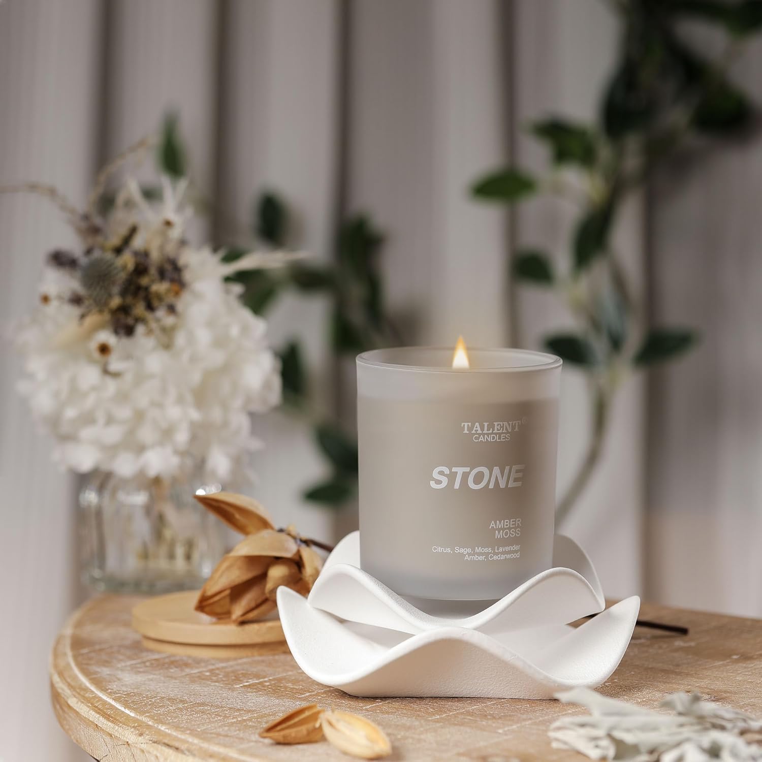 Candles for Home Scented, Natural Soy Wax, Scented Candle Stress Relief and Relaxation, Amber Moss, Medium Jar, Ideal for Home and Bedroom Decor - Image 8