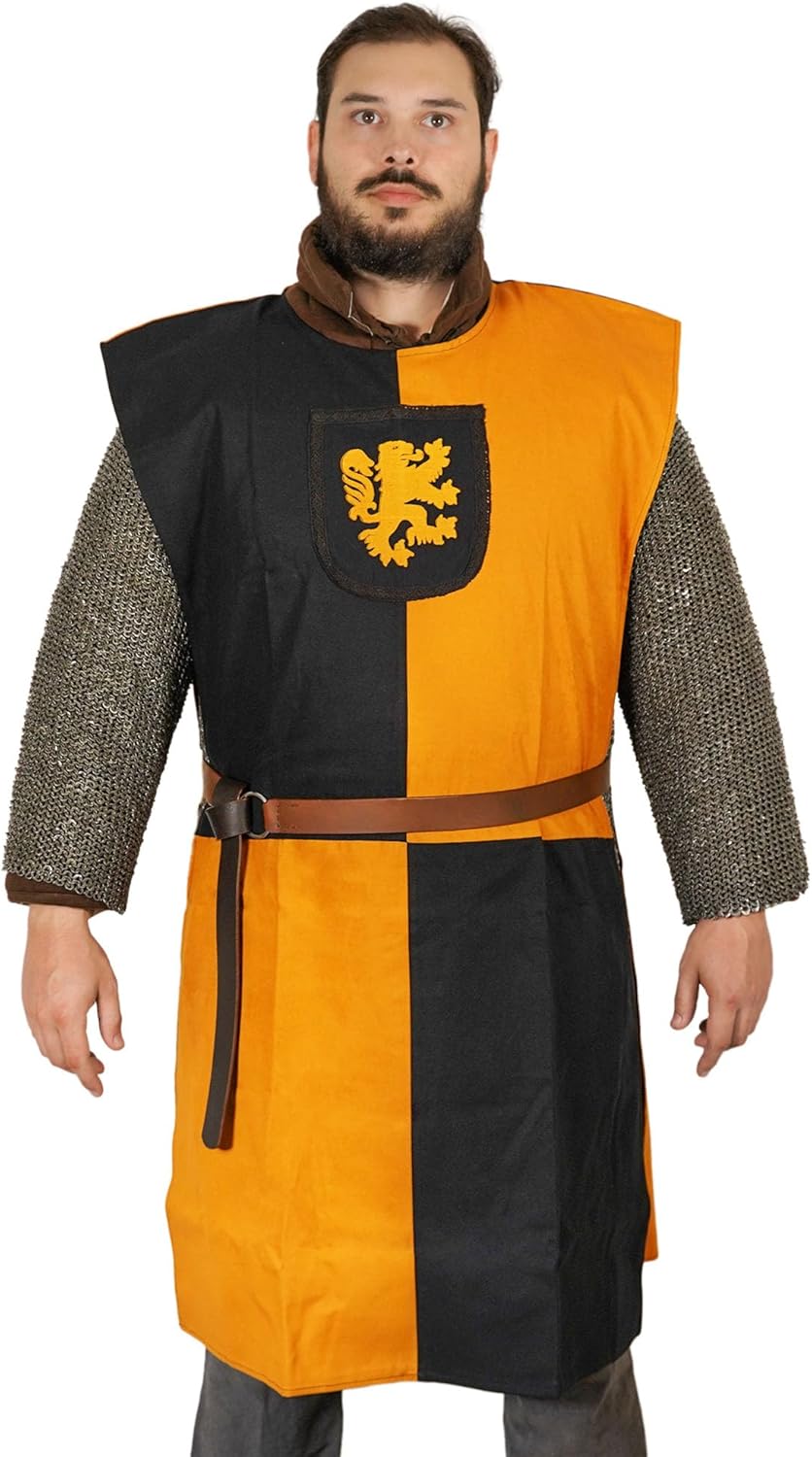 Lord of Battles Medieval Scottish Rampant Lion Surcoat | Heraldic Cotton Canvas Tabard for Reenactment & LARP