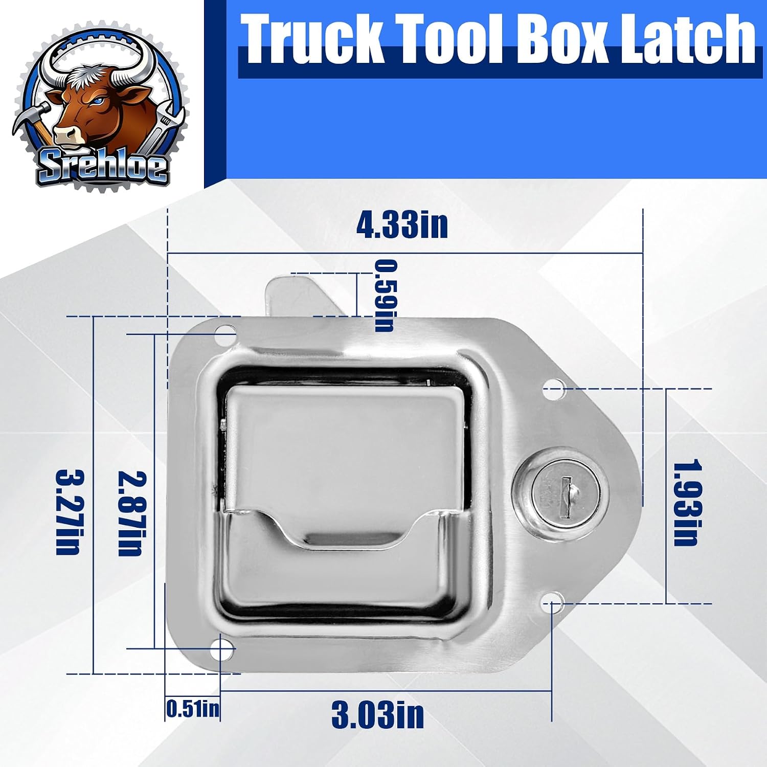 Truck Tool Box Latch Replacement Kit 304 Stainless Paddle Handle Lock with Gaskets and Keys Suitable for RVs Trailers UTVs Campers Trucks Bed Toolboxes