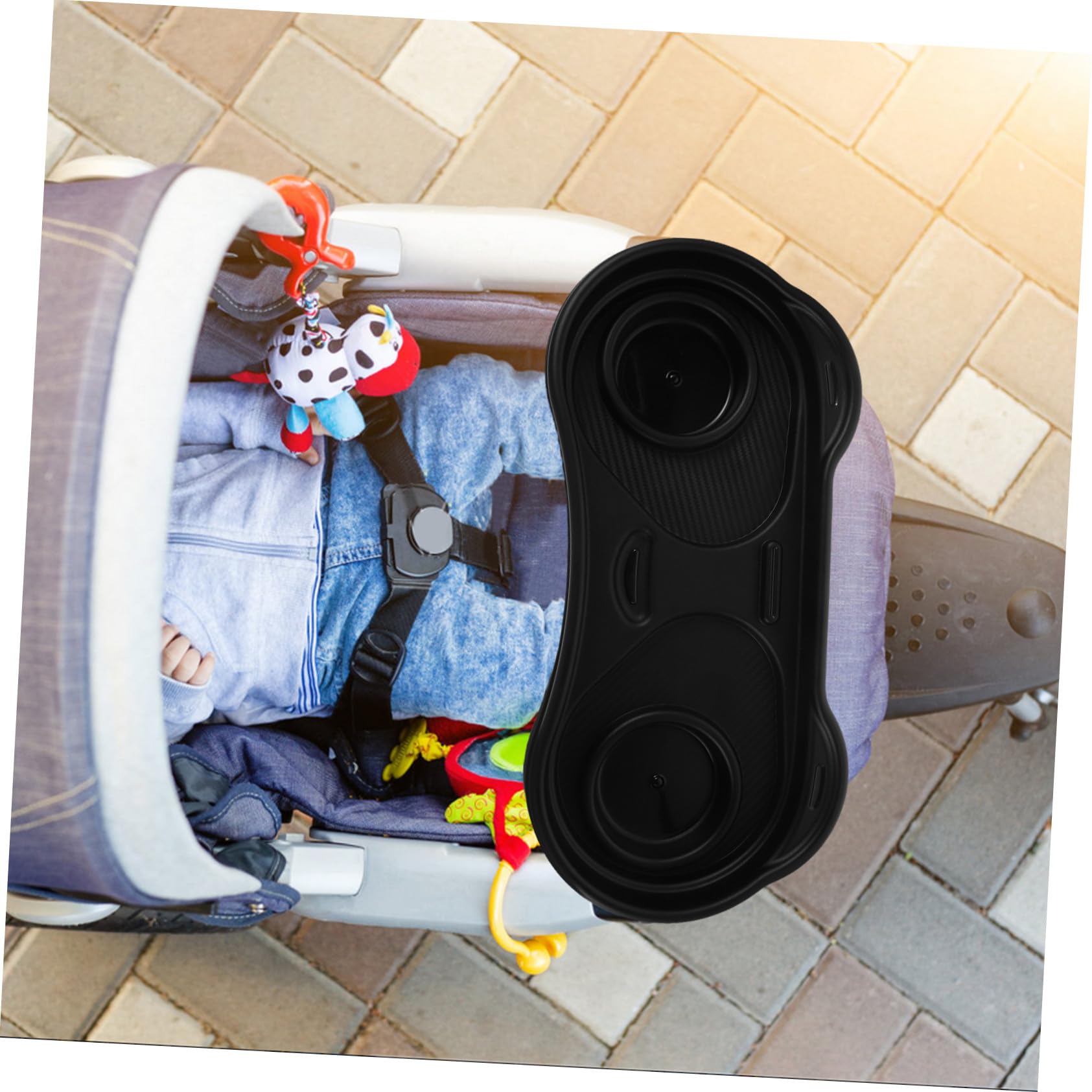 Hemobllo Vassoio Porta Snack per Passeggino con Attacco Vassoio in Plastica per Passeggino e Carrozzina Porta Bicchieri e Snack Organizzatore