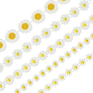 5 Yards Daisy Decorating Lace Trims, Yellow Floral Sunflower Ribbon