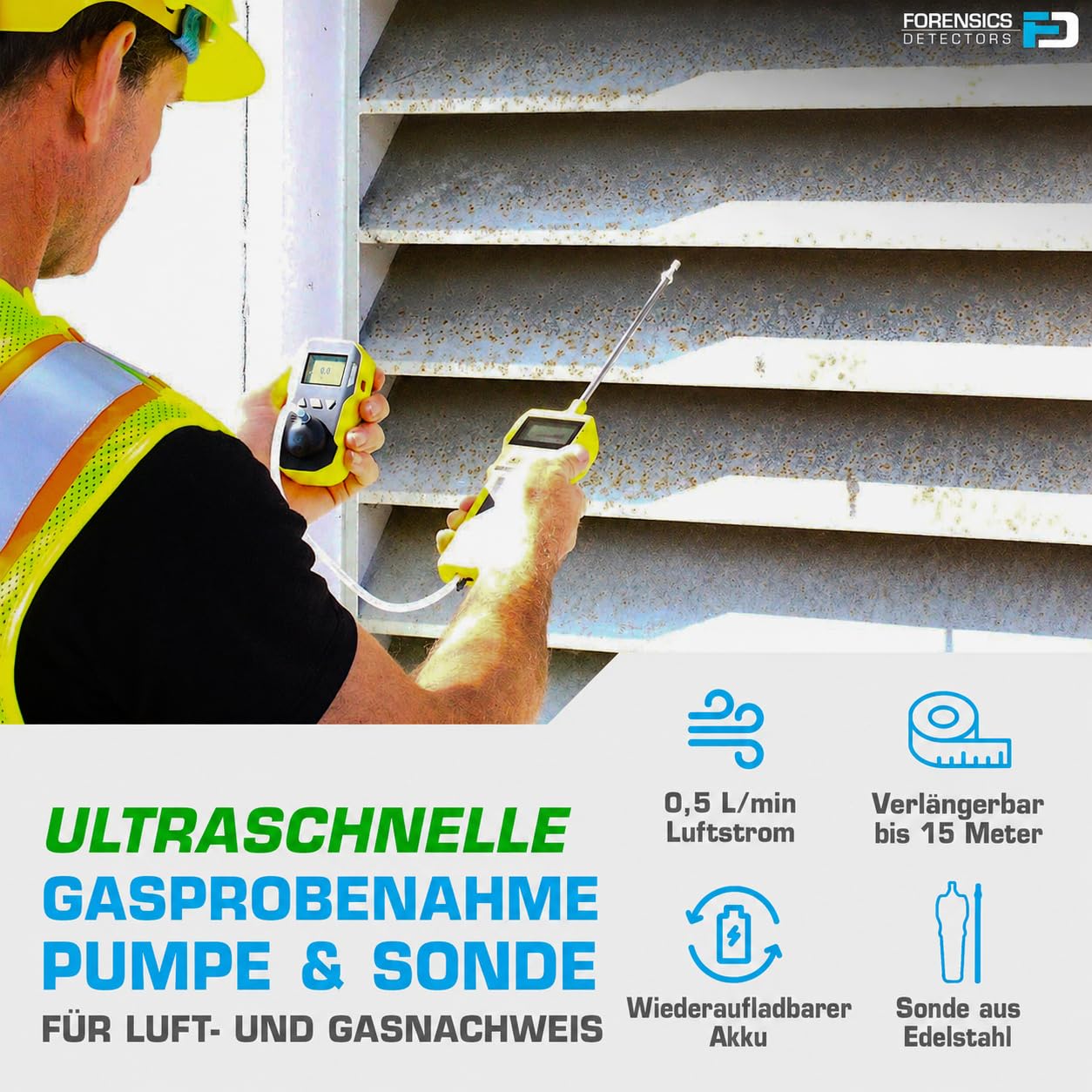 Forensics Gas-Sampling Pumpe | Li-Ion Akku 1500Mah mit USB Aufladen