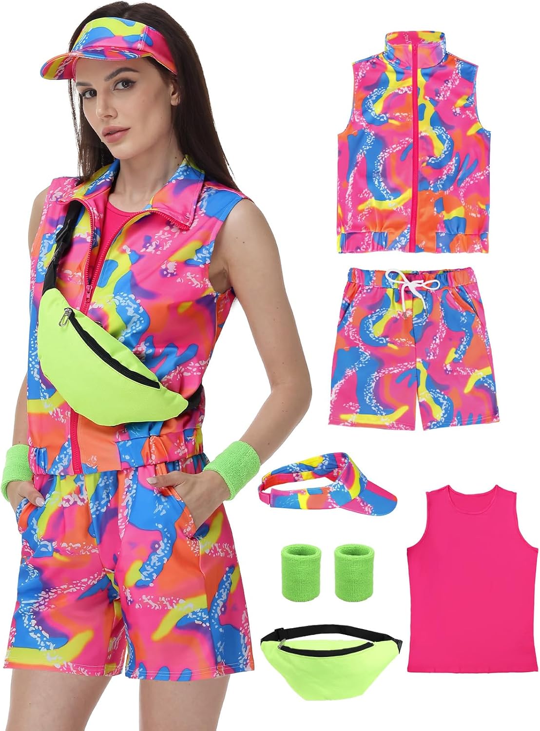 80s Women’s Workout Costume, Adult 80s Outfit, Couples Costume Set for Halloween Cosplay