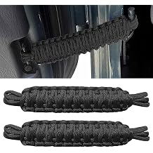 UGSHY 2PCS Car Door Limit Straps Heavy Duty Paracord Hand Woven Straps Locator Tensile Door Swing Mitters for Jeep Wrangler CJ YJ TJ JK JKU JL Interior Accessories Black