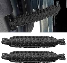 UGSHY 2 PCS Car Door Limit Straps, Heavy-Duty Paracord Hand-Woven Straps Locator, Tensile Resistant Door Swing Limiter, Compatible with Jeep Wrangler CJ YJ TJ JK JKU JL Interior Accessories (Black)