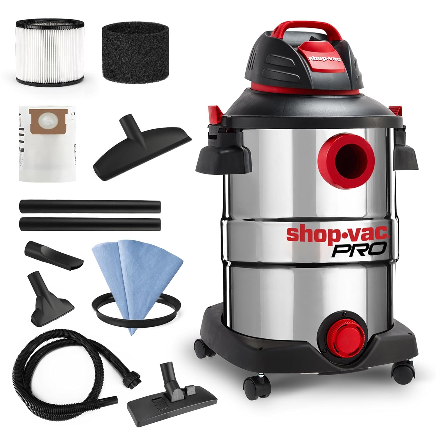 Shop-Vac 12 Gallon 6 0 Peak HP Wet Dry Vacuum Stainless Steel Tank 3 in 1 Function Portable