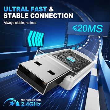 Wireless Gaming Headset for PS5, PS4, Switch, PC, Mac, Ultra-Low Latency 2.4GHz Dongle & Bluetooth 5.4, Gaming Headphones with Mic, Comfortable Earpads, Long Battery Life, 50mm Stereo Drivers