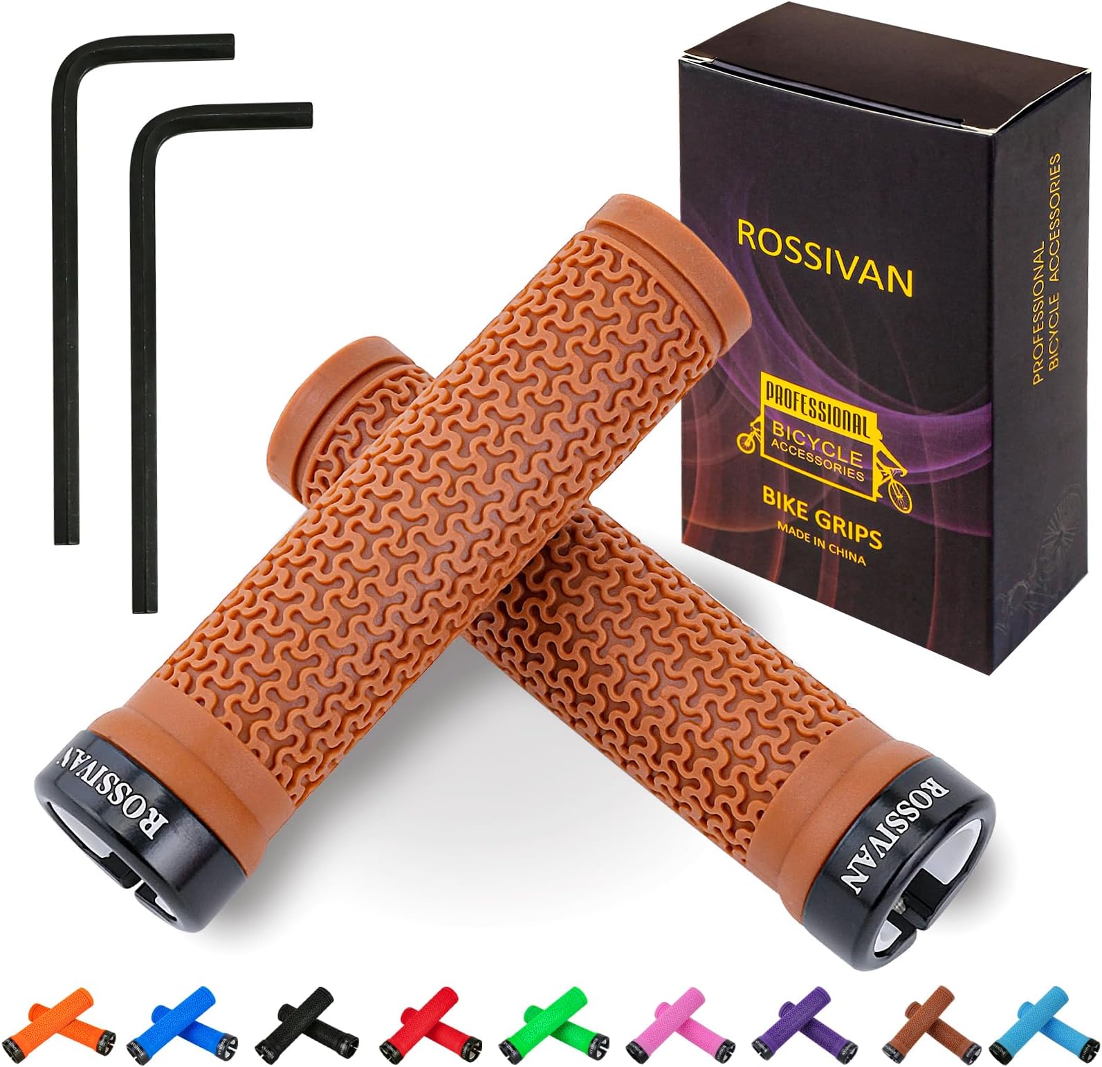 Professional Bike Handlebar Grips,Mountain Bike Grips with Soft and Comfortable Anti-slip Rubber,Single Lock-on MTB Grips,for BMX,Scooter,Folding,Commuter Bicycle