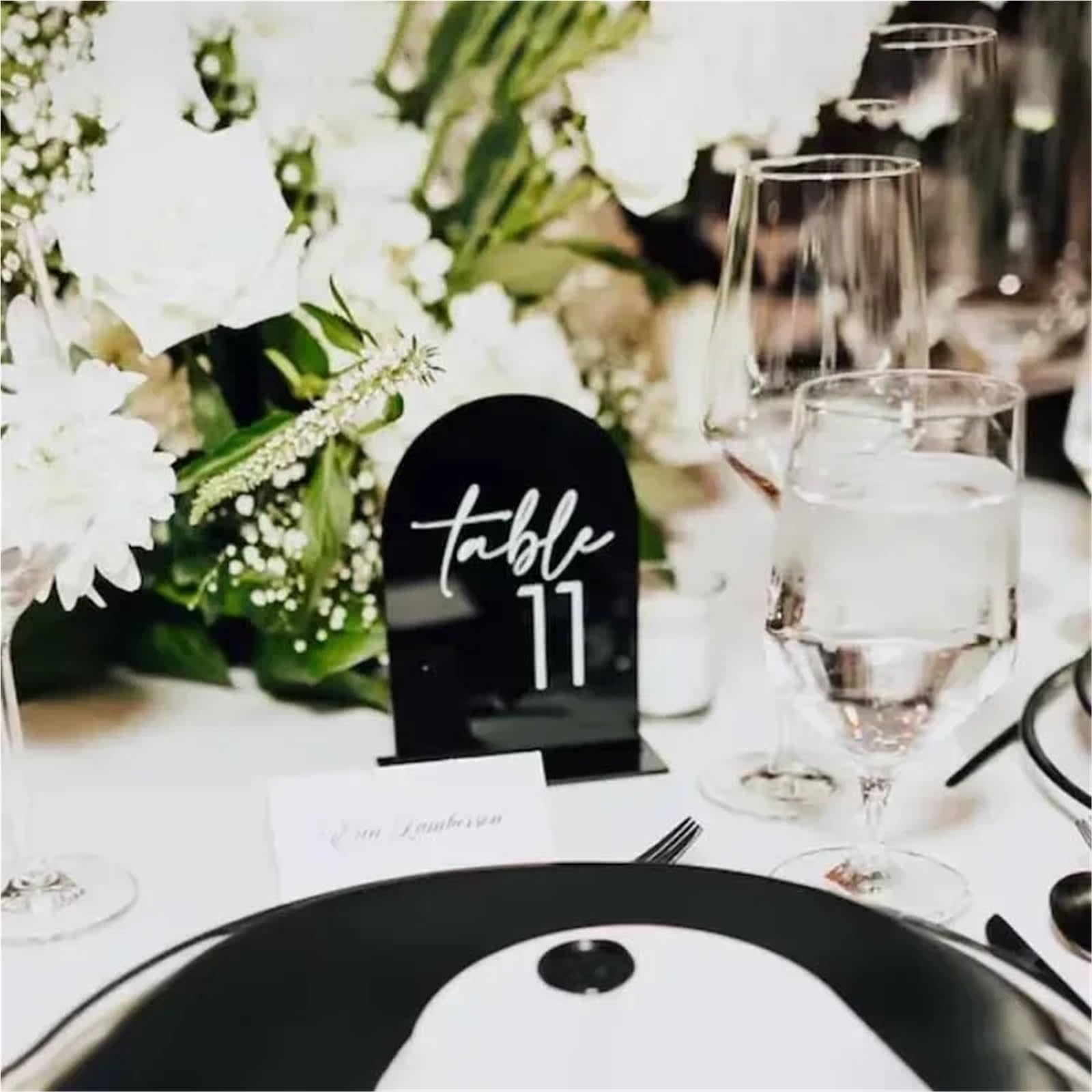 PortanúMeros De Mesa Acrylic Arched Shape Table Numbers Wedding With Stands Party Reception Decoration PosanúMeros Para Boda(White Arch Back,Table 1-10)