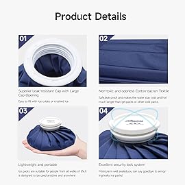 BICAREE Ice Packs for Injuries Reusable, Ice Cold Pack, Ice Bags Hot Water Bag for Hot & Cold Therapy and Pain Relief, 3 Ice Packs, 3 Sizes (6/9/11), No-Leak Elastic Breathable Ice Bag