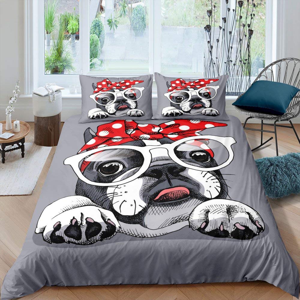 Juego de ropa de cama para niños y niñas, diseño de lazo, color rojo