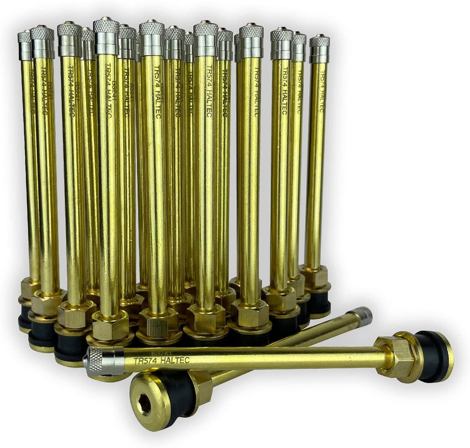 Haltec Fifty TR574A 5 inch Straight Truck and Bus Tire Brass Valve Stems for 22.5 and 24.5 Wheels with 0.625 (5/8 inch) inch Valve Holes. TV-574A Valve Stem.