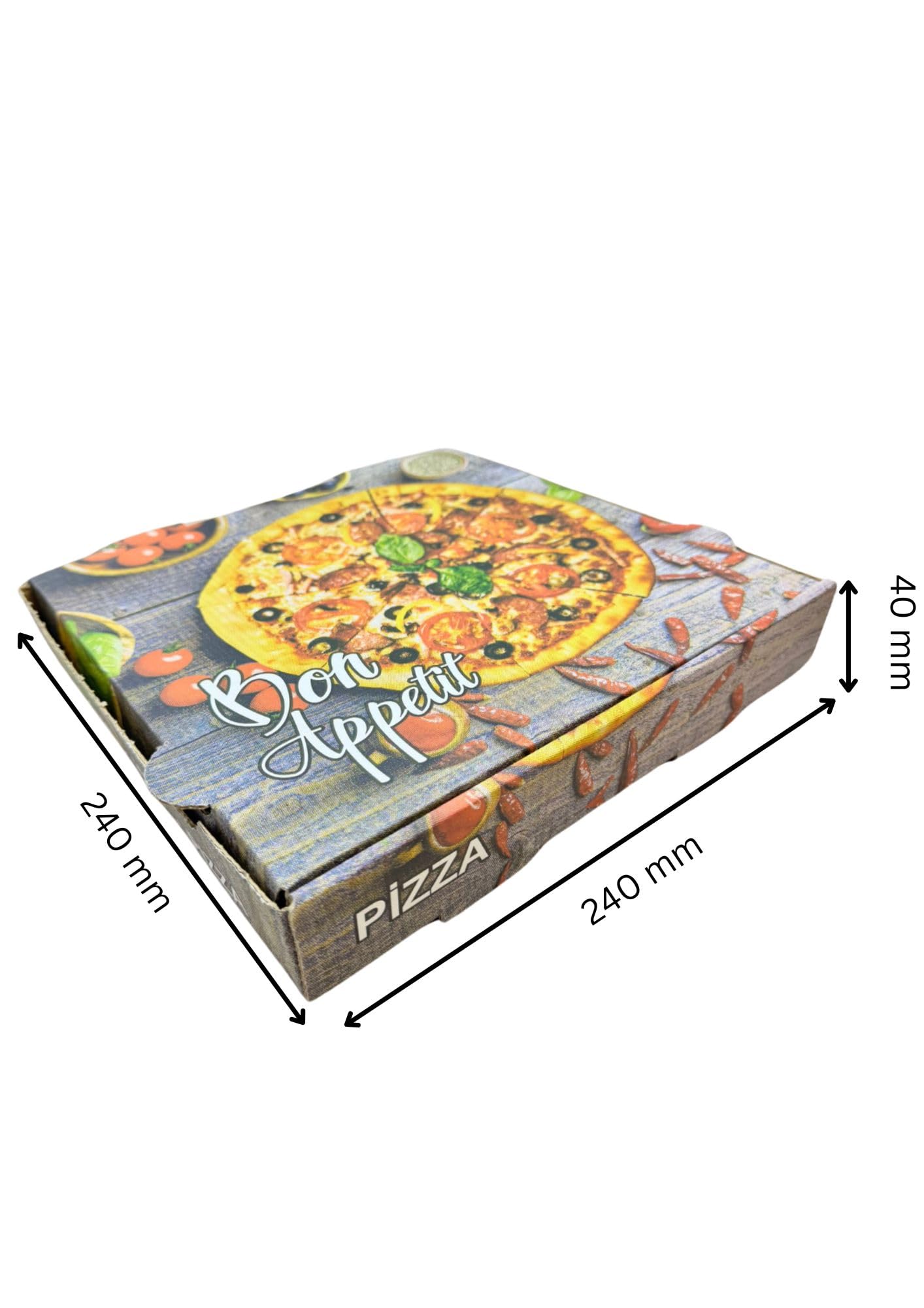 Scatola per Pizza in Cartone Kraft Bianca 24x24x4cm 50 Pezzi