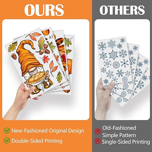 Miniatura 6 de Yovkky Calcomanías adhesivas para ventana de Acción de Gracias, gnomo de Acción de Gracias, pavo, calabazas, hojas de arce, decoración de decoración