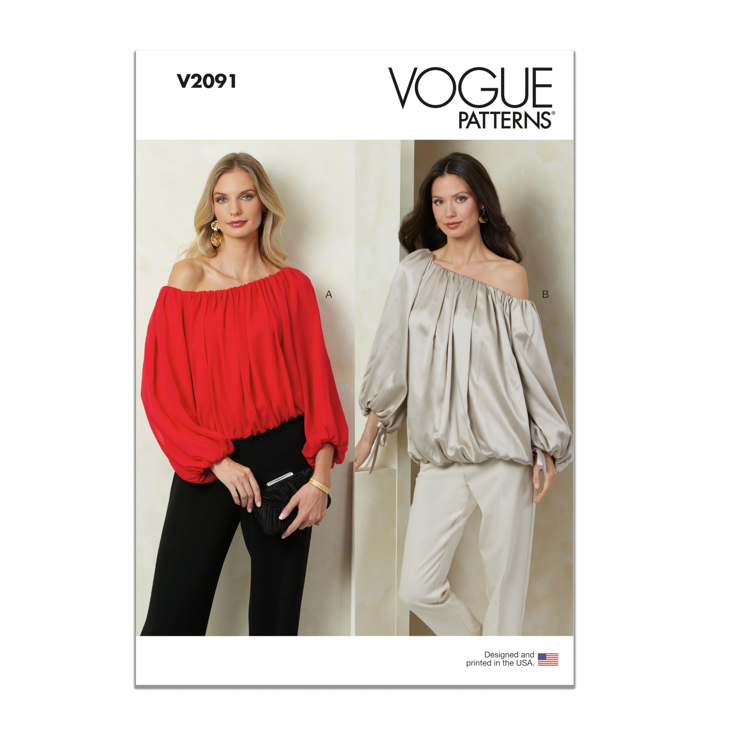 Vogue Paper Patterns V2091A Misses' Top with Length Variations A (XS-S-M-L-XL-XXL)