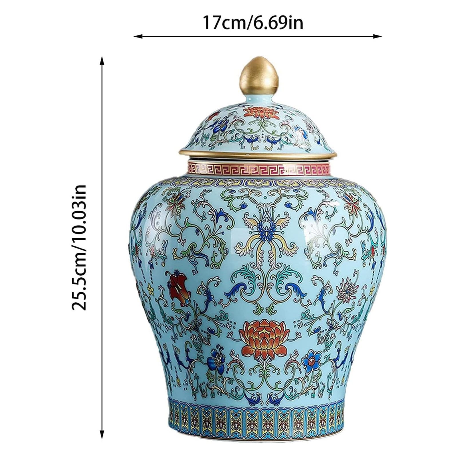 Keramik Ingwer mit Deckel Porzellan dekorative Blumenvasen handgefertigt Aufbewahrungsgefäße aus Porzellan (blau)