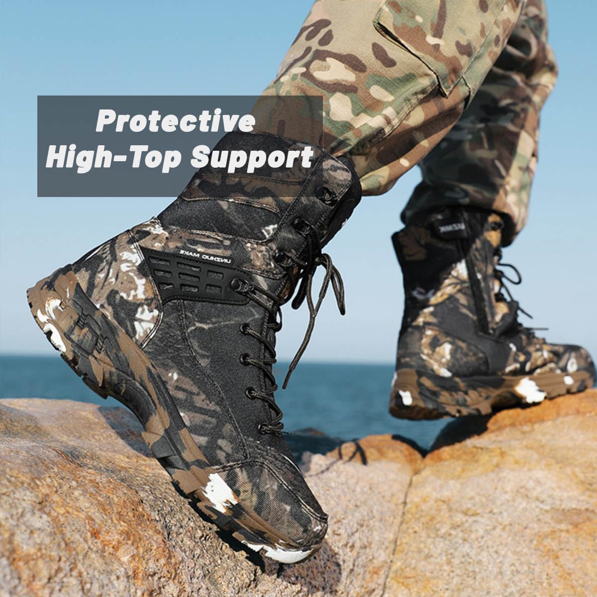 Men’s Tactical Boots Lightweight : Military Work Boots Breathable for Outdoor Hiking
