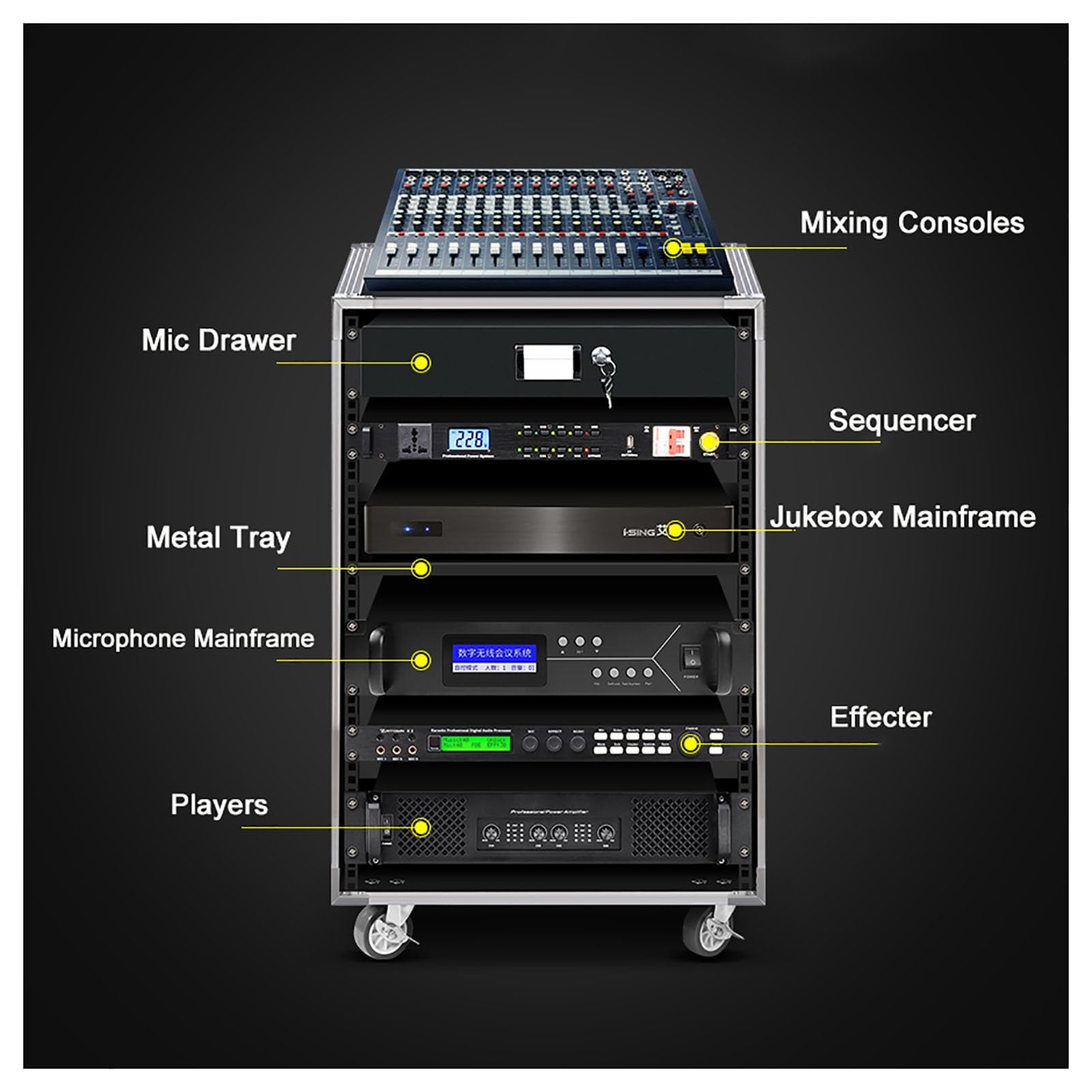Home Theater Rack RIVECO 15U Network & Audio Rack With Feet & Wheels ...