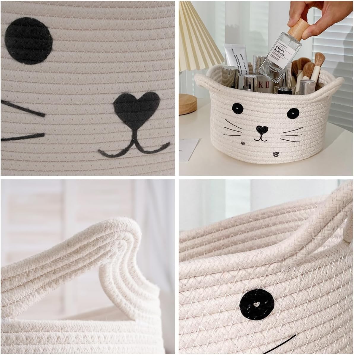 Cesto Portaoggetti in Cotone Intrecciato, Scatola Portaoggetti in Cotone per Gatti, Cestino Portaoggetti per Gatti, Adatto per Riporre Camera da Letto e Soggiorno