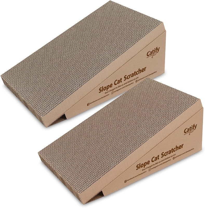 Best Pet Supplies Catify Cat Scratcher Pads - Slope, 2-Pack | Corrugated Cardboard, Double Sided Cat Scratching Pad, Indoor Furniture Protector, Durable, For Kittens and Cats,