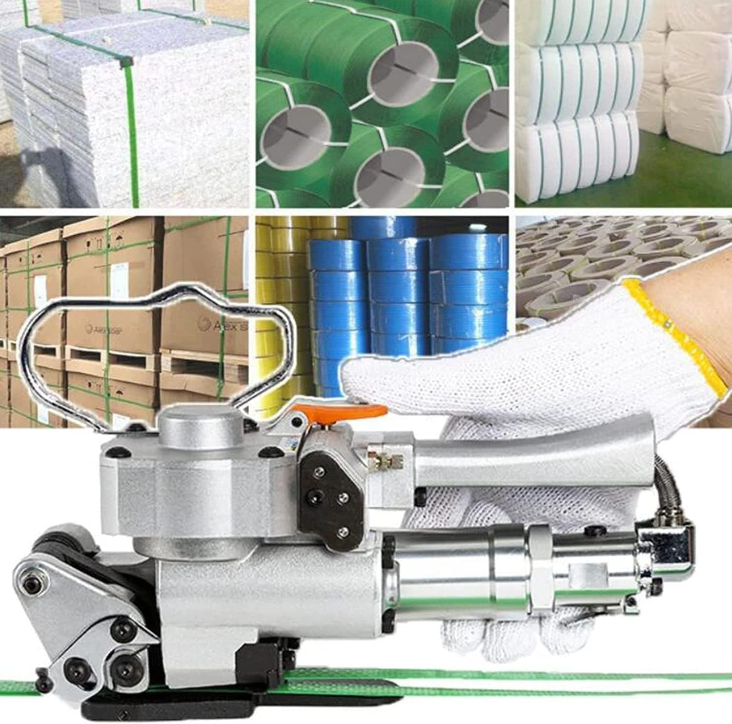 Pneumatic Strapping Tool, Handheld Pneumatic Strapping Machine, 13/19mm Handheld Strapping Machine, Friction hot melt, for Packaging of Various Materials