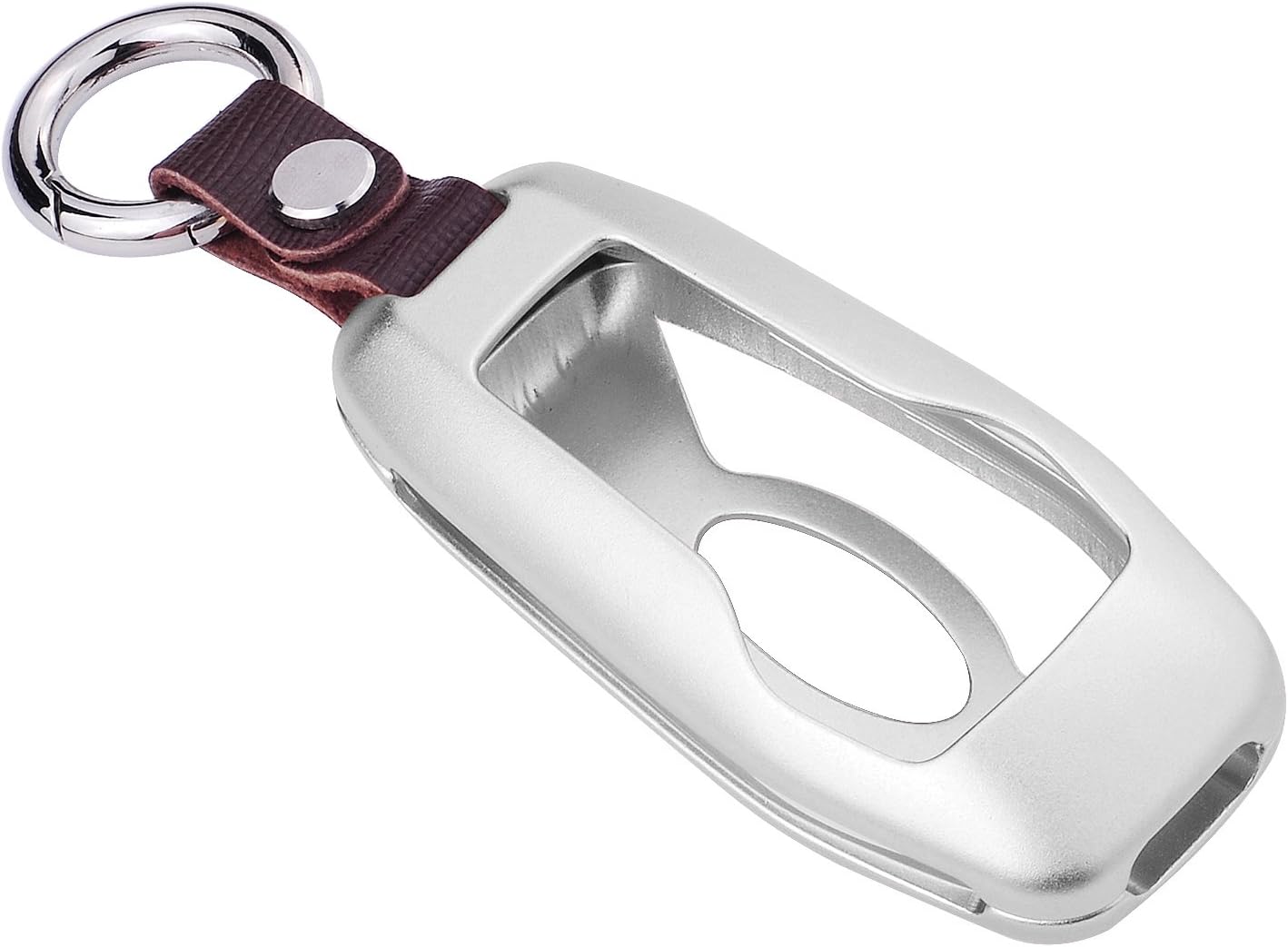 Car Key Fob Cover for Lincoln MKC MKS MKX MKZ Smart Key Case Aircraft Aluminum Key Shell with Keychain - Silver