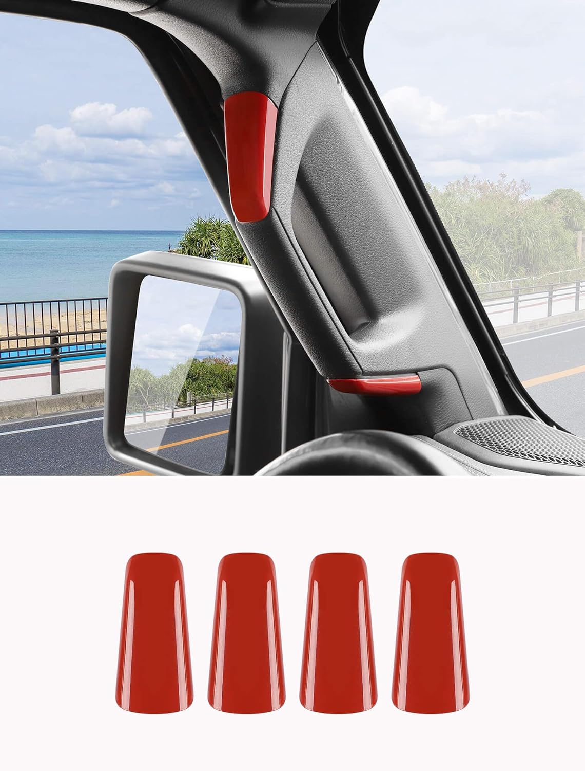 Savadicar Orange Interior Accessories - A & B Pillar Grab Bar Handles Trim Set for 2018-2023 Jeep Wrangler JL JLU 4XE & Gladiator JT - Solid Color Interior Decor Upgrade Option, 8-Piece