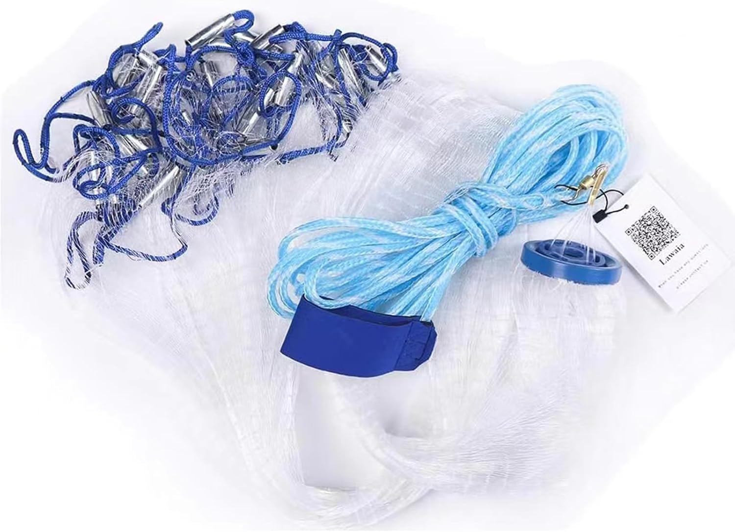Lawaia Cast Net Cast Nets for Fishing Hand Throw Bait Nets 1/2 inch Mesh Freshwater Saltwater Fish Gear - Ideal for Shrimp, Fish & Fly Fishing with 3FT - 12FT Radius