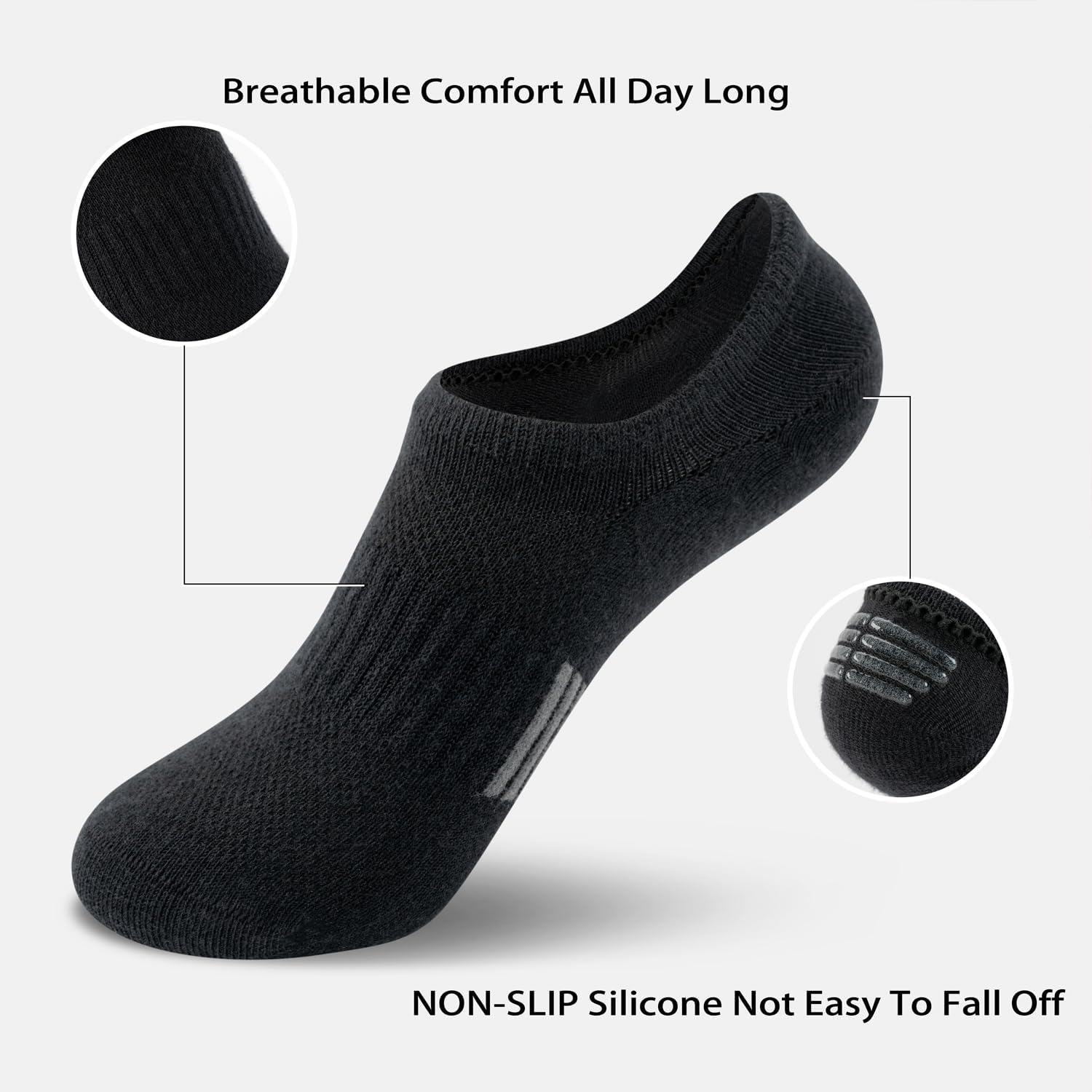 Time May Tell No Show Socks Womens 8 Pairs Non Slip Low Cut Ankle Invisible Running Casual Seamless Socks - Image 3