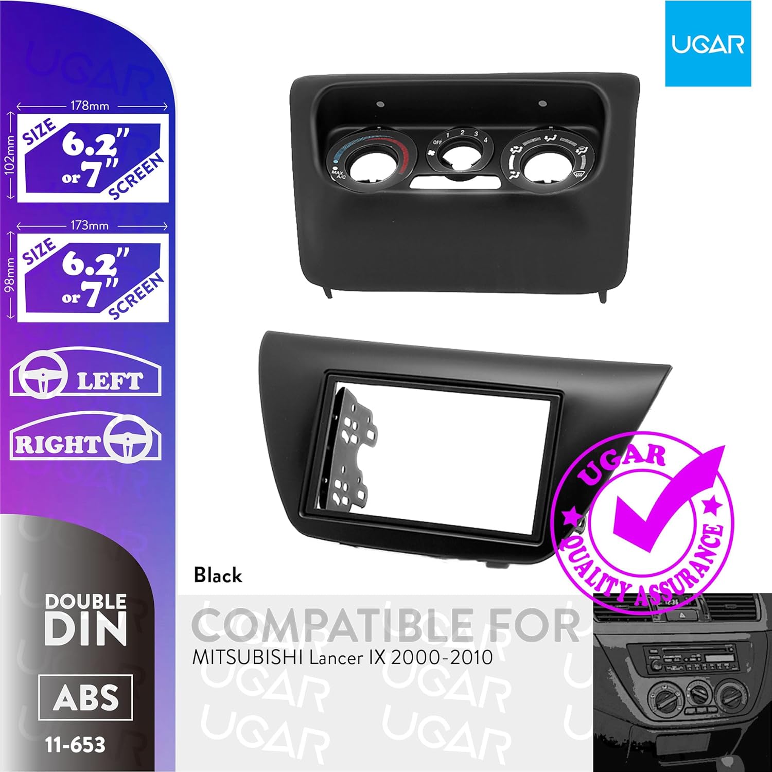 UGAR 11-653 Compatible for Mitsubishi Lancer IX 2000-2010 Car Radio Stereo Dash Installation Mount Kit