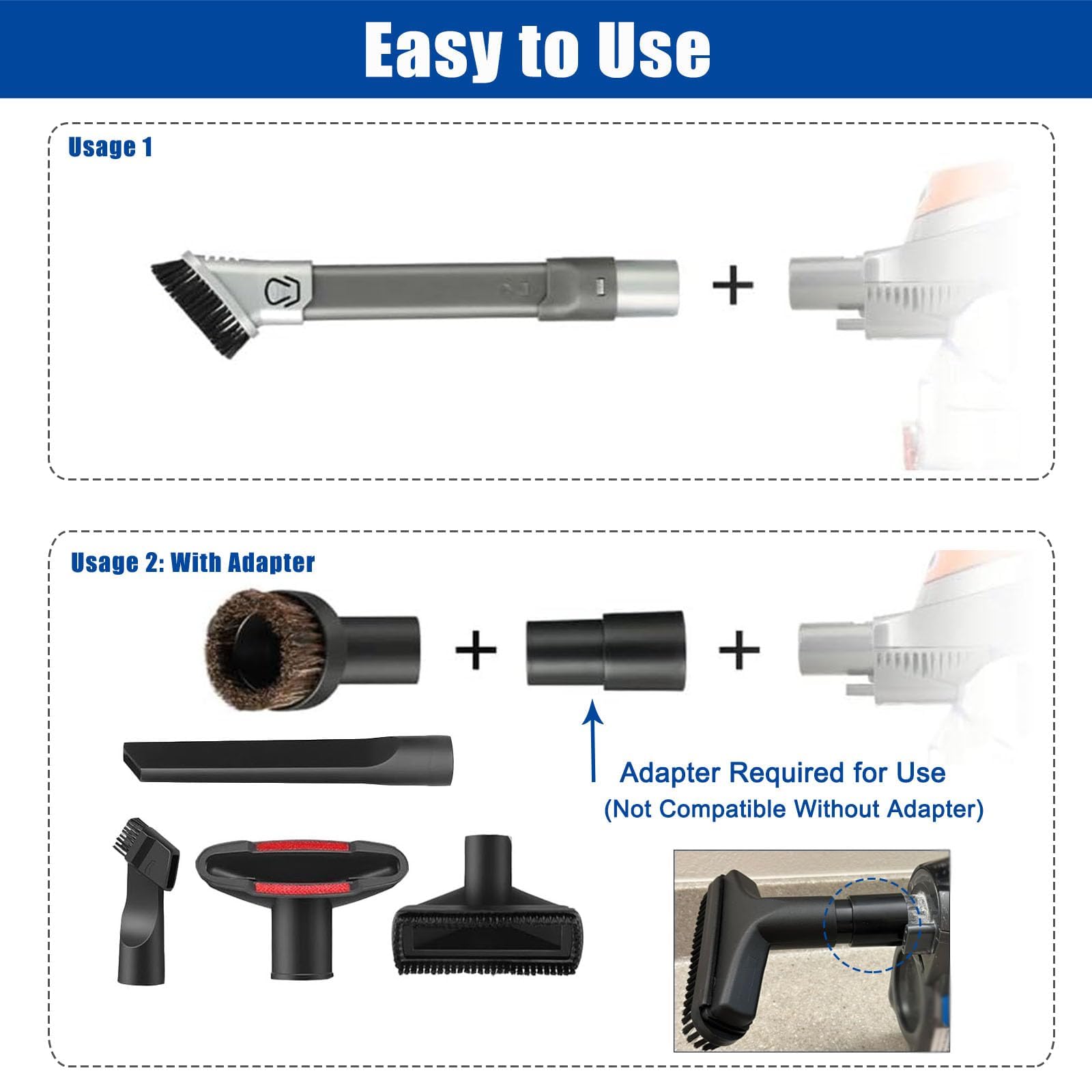 Alrens 7Pcs Vacuum Attachments for Shark Rotator NV751 NV752 NV650 NV680 NV800 and Rocket HV300, HV320 Vacuum Cleaner, 2 in 1 Crevice Tool & Vacuum Brush Attachment & Accessories