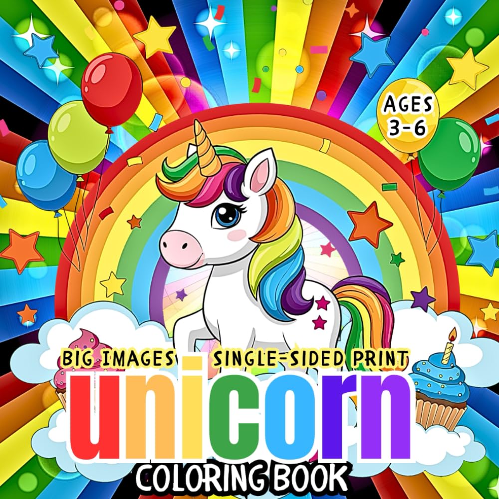 Unicorn Coloring Book for Kids Ages 3–6: Cute Magical Unicorns & Baby Animals | Easy Coloring Pages for Toddlers | Fantasy Coloring Book for Little ... Creativity, Fine Motor Skills & Imagination
