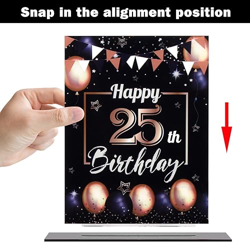 Miniatura 360 de LINGTEER Happy 11th Birthday Decorations, 2Pcs Black&Gold Stand Print Acrylic Table Centerpieces Backdrop Board- Cheers to 11 Years Old Fun Birthday