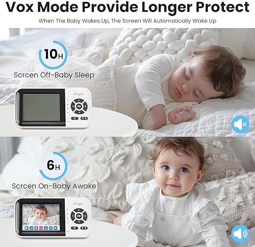 Miniatura 5 de Monitor inteligente para bebé con 2 cámaras y audio, aplicación, largo alcance, visión nocturna, sensor de temperatura, conversación de 2 vías,