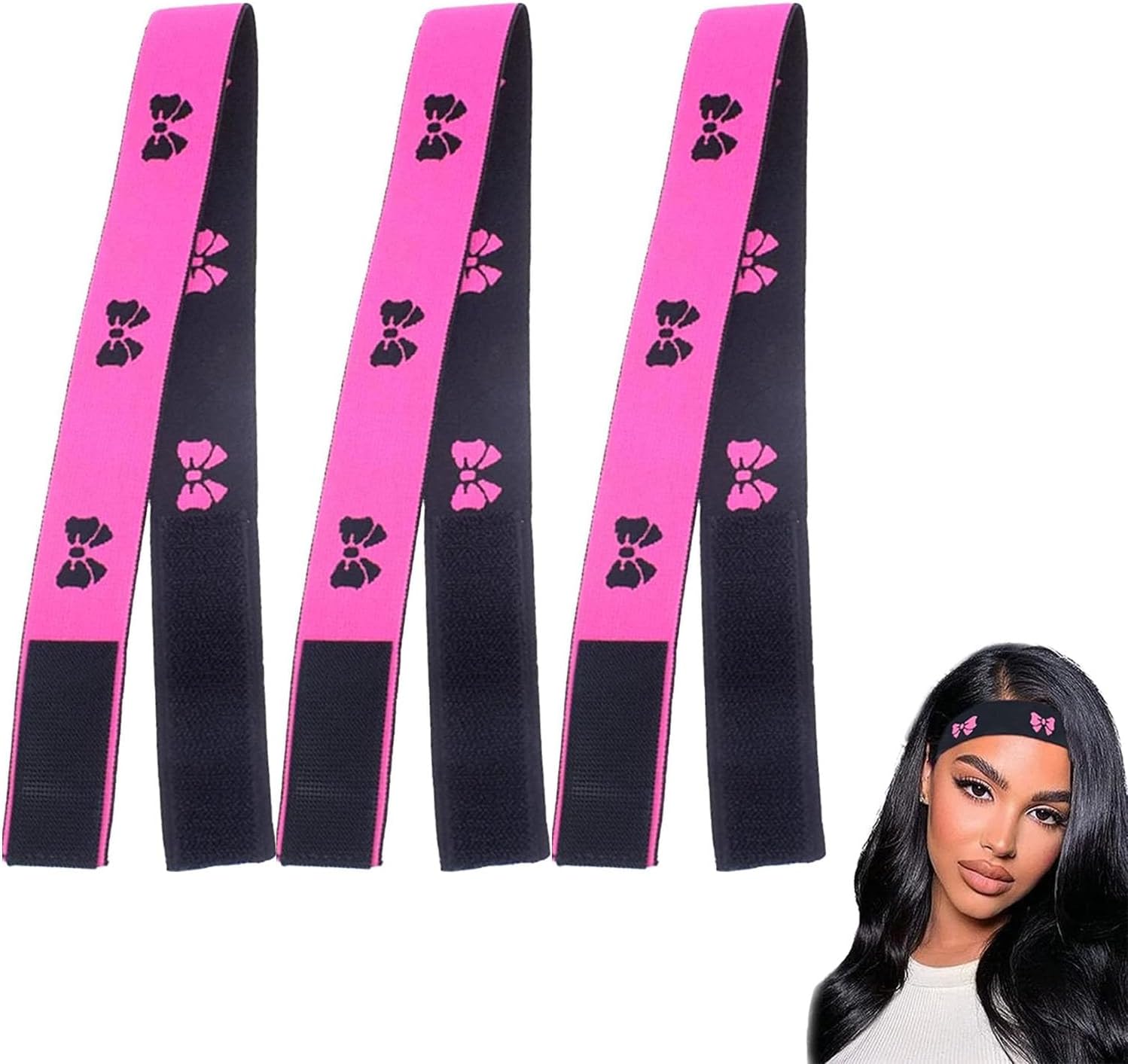 3 Pcs Elastic Wig Bands, Adjustable Non-Slip Melt Bands for Secure Wig Hold and Natural Edge Laying, Soft Headband for Women & Men