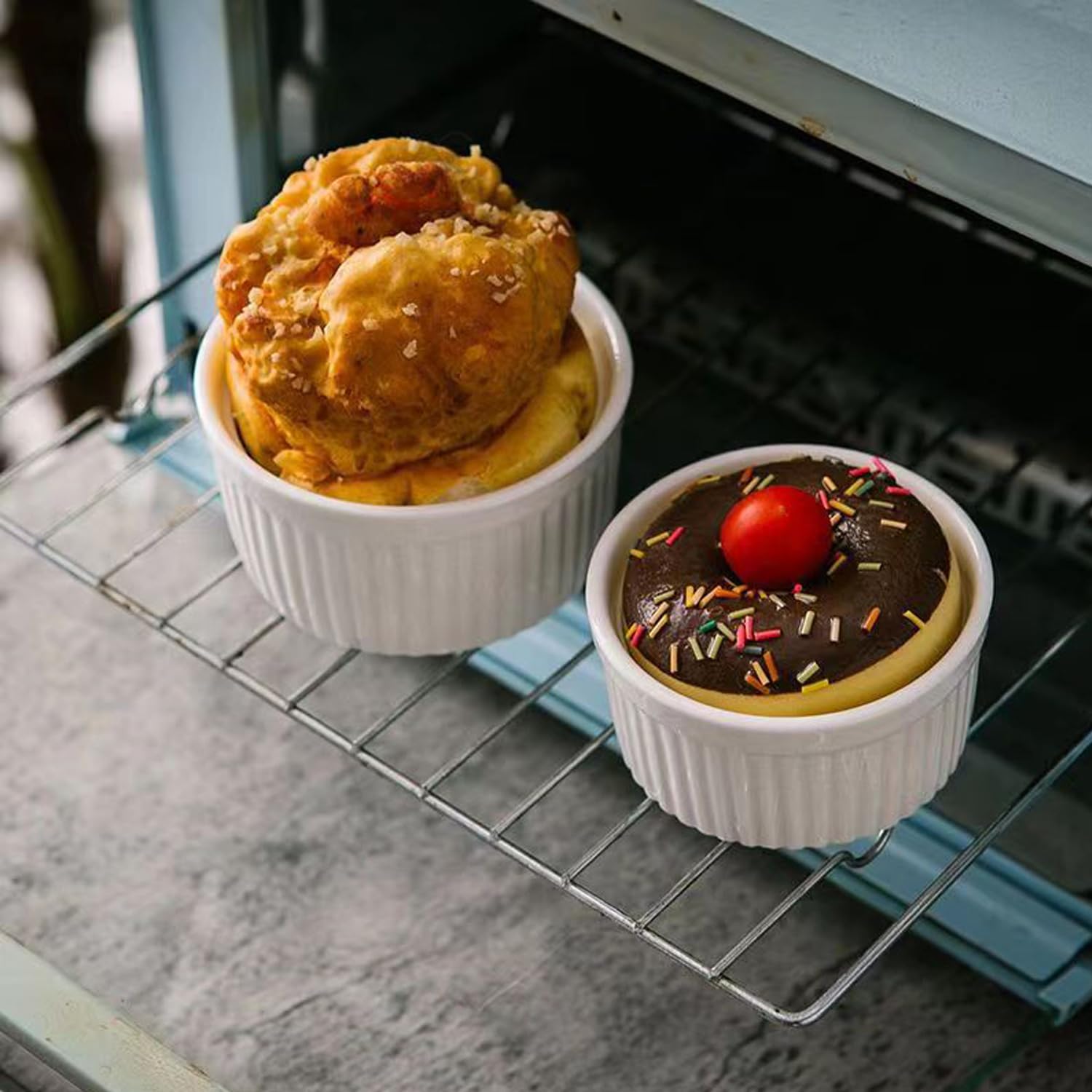 4x Keramik-Auflaufförmchen – Ofenfest, Spülmaschinengeeignet, 118 Ml, Bunte Farben Für Soufflé, Dips & Desserts